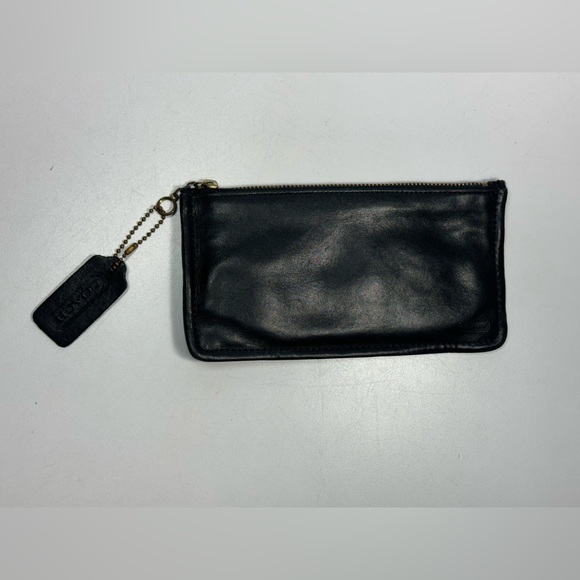 Vintage Coach Zip Leather Make Up Case Wristlet Clutch Black Leather EUC - Picture 1 of 5
